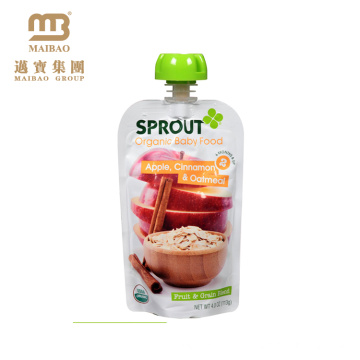 Custom Private Label Food Grade Packaging BPA Free Plastic Refillable Spout Reusable Baby Food Pouch